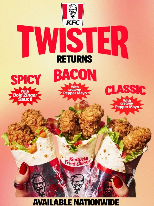 Instagram post by an influencer for KFC. Caption reads: [...] to get my Twister on!💃 The KFC Twister has....