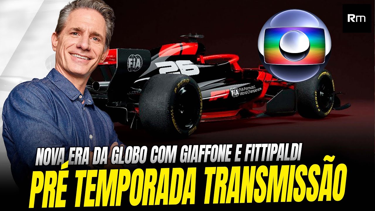 YouTube post by @RessacaMotor for Instant Gaming. Caption reads: 🚨F1 2026 PRE-SEASON BROADCAST ON SPORTV, NEW....