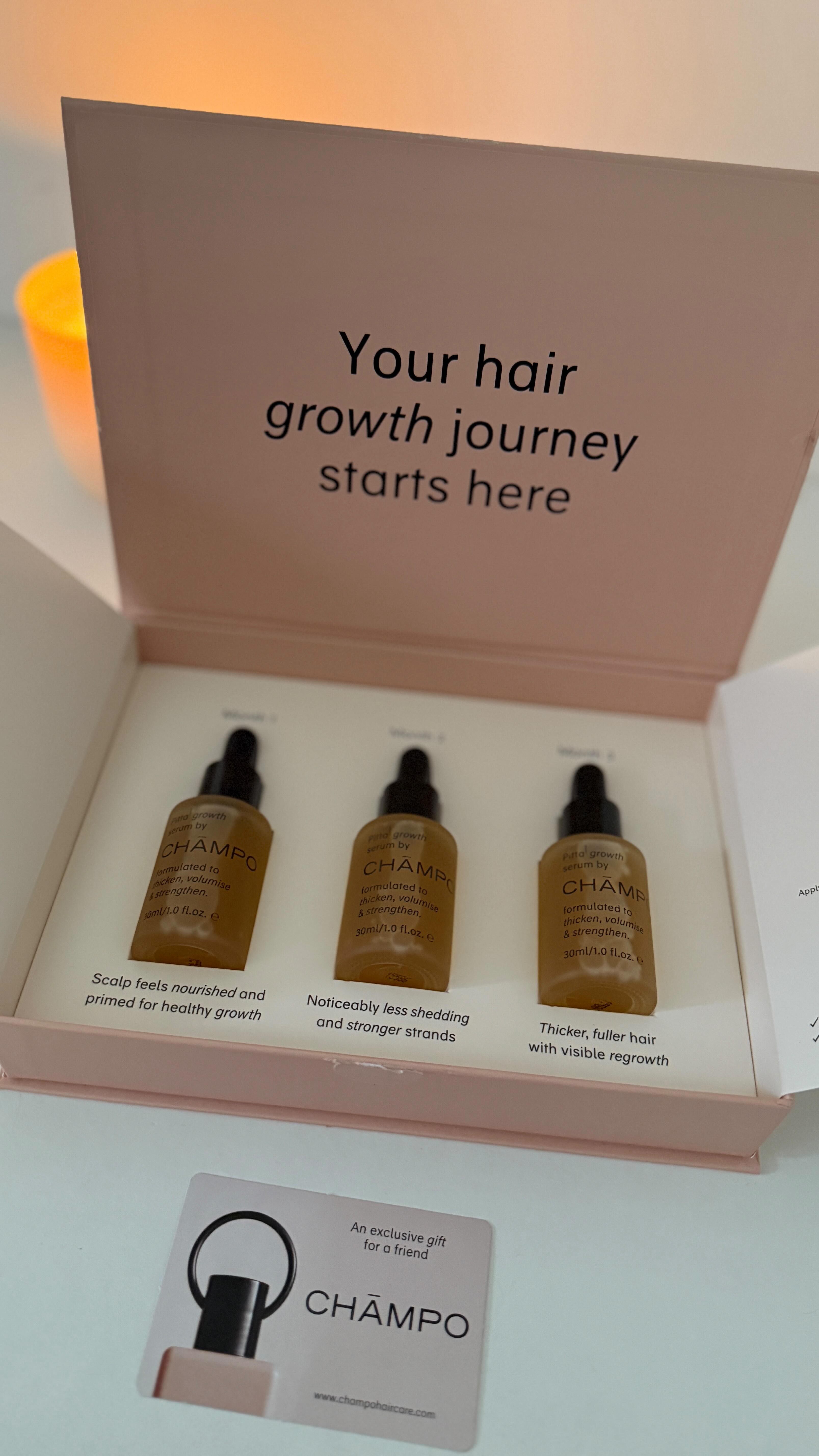 Instagram post by @_pretty_peony_ for Chāmpo Haircare. Caption reads: 𝓒𝓱𝓪𝓶𝓹𝓸 𝓗𝓪𝓲𝓻𝓬𝓪𝓻𝓮 I was kindly gifted....