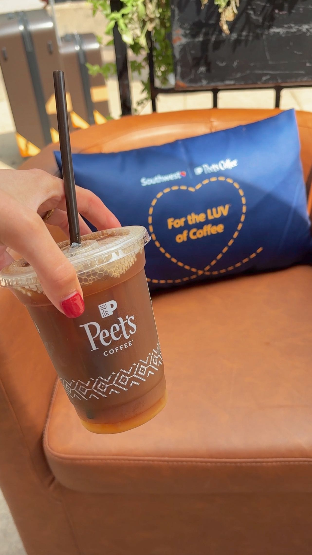 Instagram post by @hankimmel for Southwest Airlines. Caption reads: So excited to have Peet’s inflight! @southwestair....