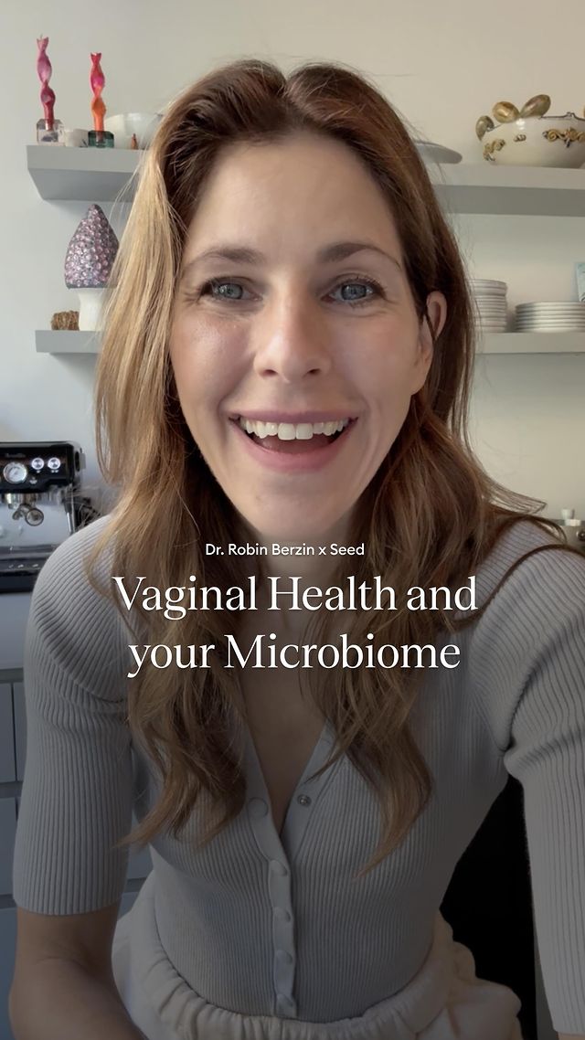 Instagram post by @robinberzinmd for Seed. Caption reads: Wonder which bacteria supports vaginal health?
I’m....