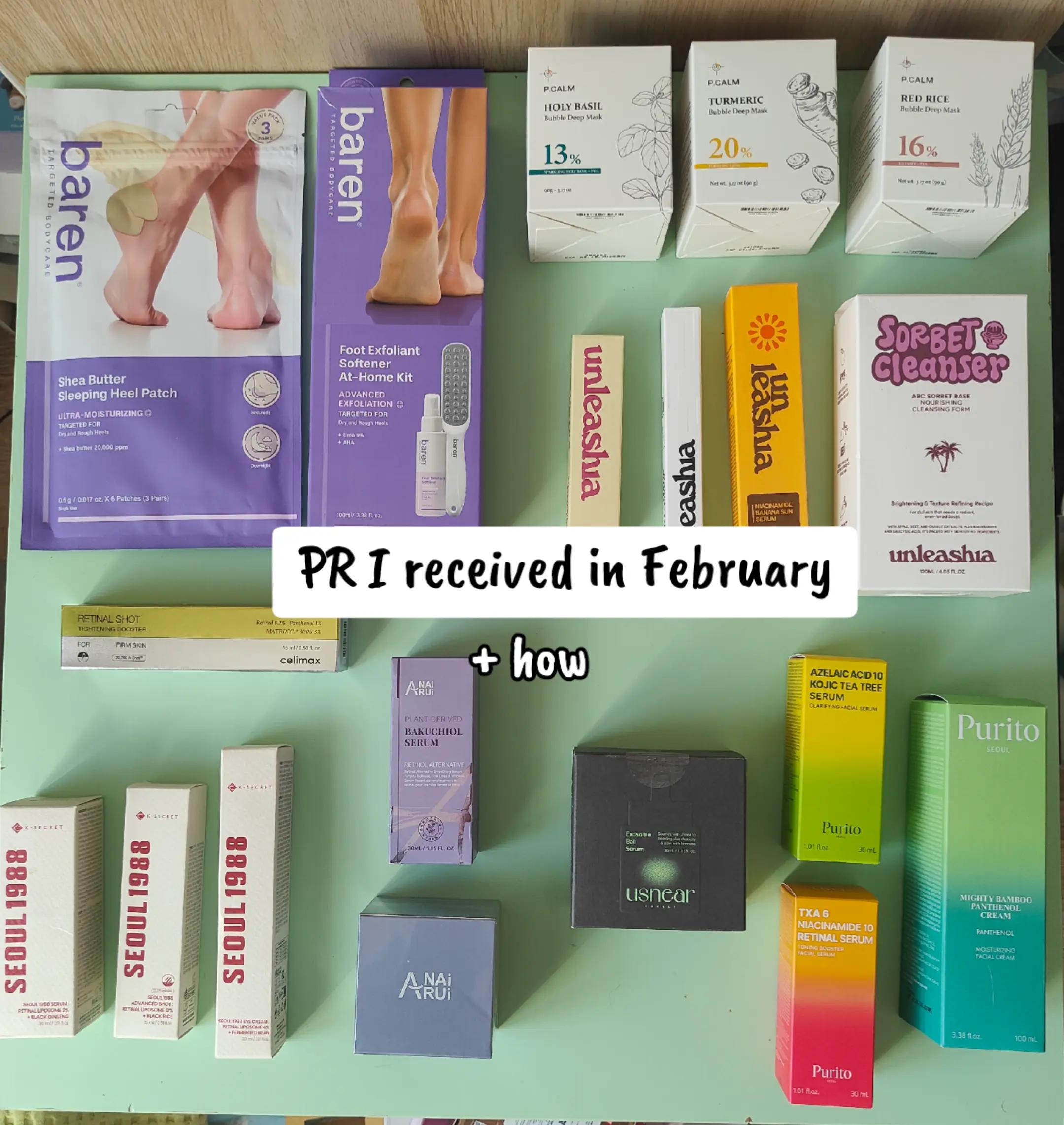 TikTok post by @ruika13 for ANAIRUI Skin Care. Caption reads: all the PRs I received in February! overall a lot....