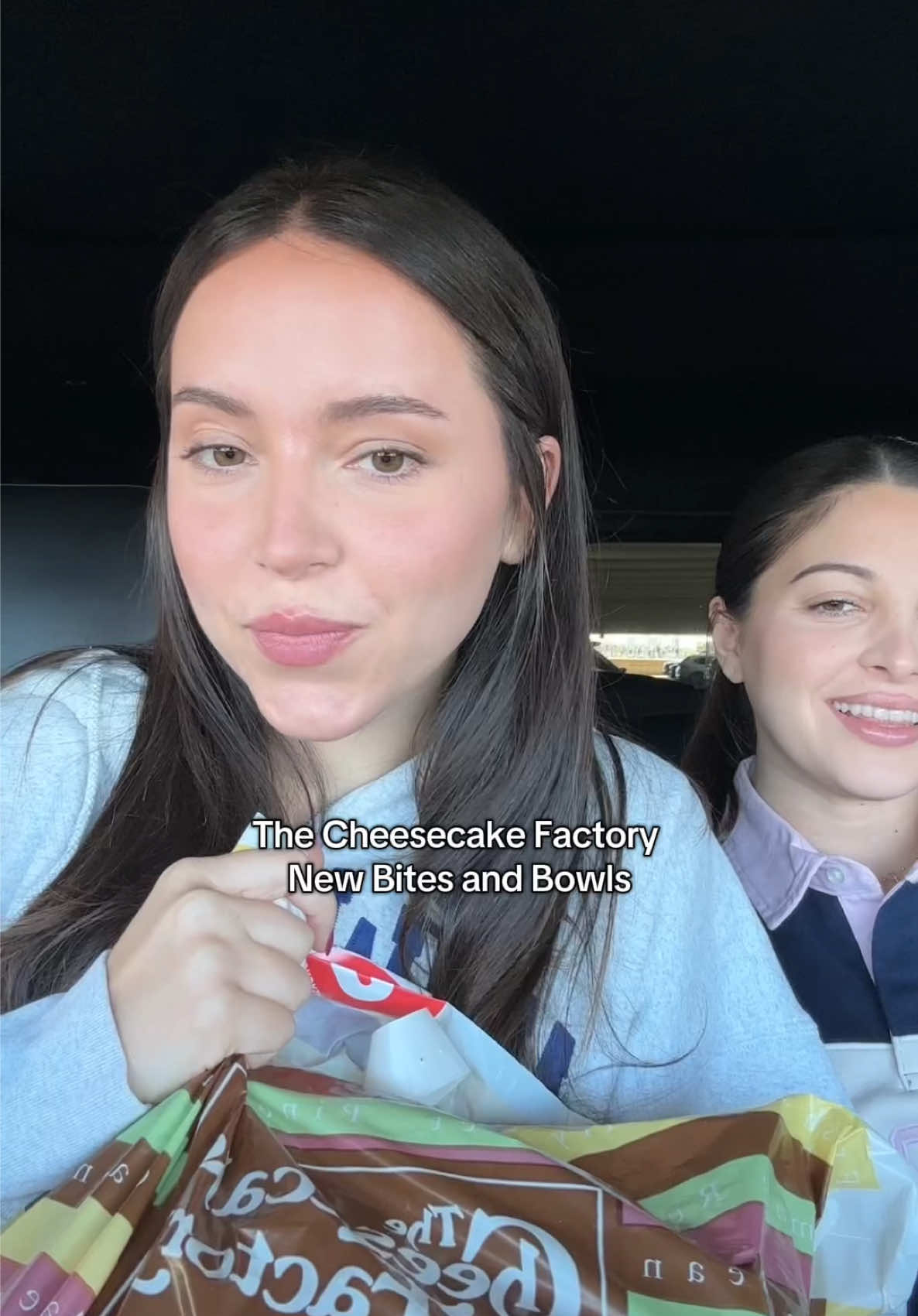 TikTok post by @lizziedushaj for The Cheesecake Factory. Caption reads: [...] out the new bites and bowls from The....