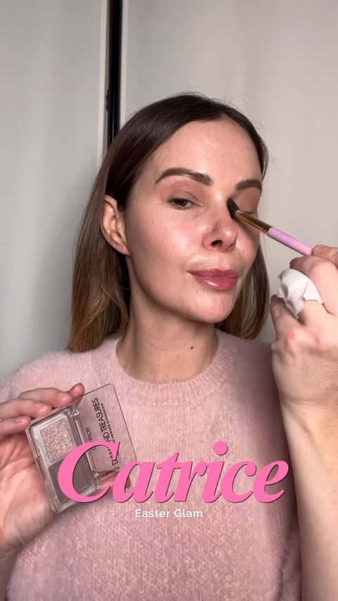 Instagram post by @carolbyrne30 for Catrice Cosmetics. Caption reads: AD Easter glam pastel pink @catrice__ireland 🫶🏻....