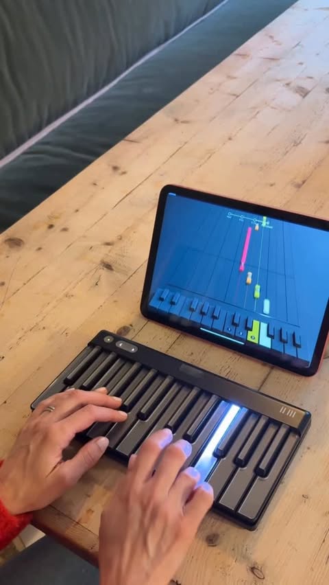Instagram post by @mrs_izzyjudd for Roli. Caption reads: AD| A few weeks ago I shared @roli_learn & Piano....