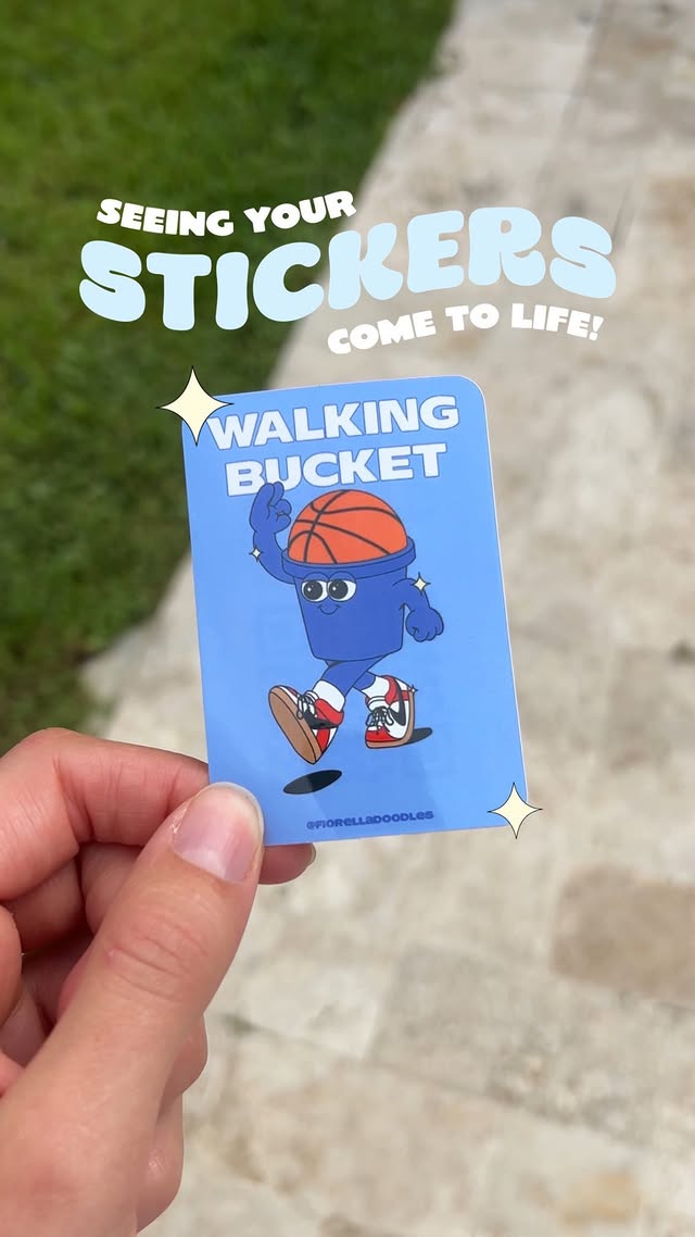 Instagram post by @fiorelladoodles for StickerApp. Caption reads: [...] sale? 👀 Shoutout to my friends at....