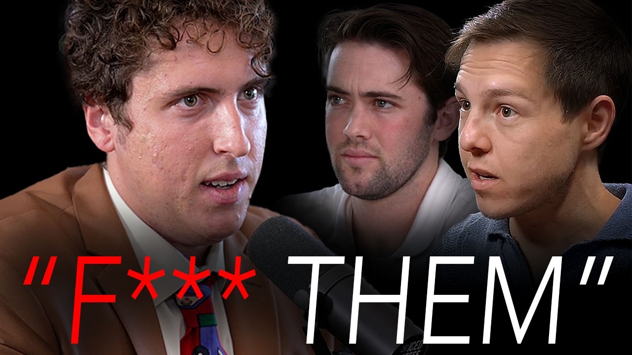 YouTube post by @TheIcedCoffeeHour for Land Rover USA. Caption reads: An Unfiltered Conversation with Andrew Callaghan:....