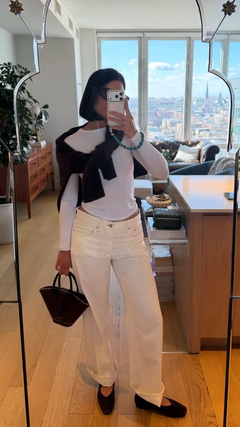 Instagram post by @aliki.carter for Madewell. Caption reads: [...] big bottom outfit formula around here....