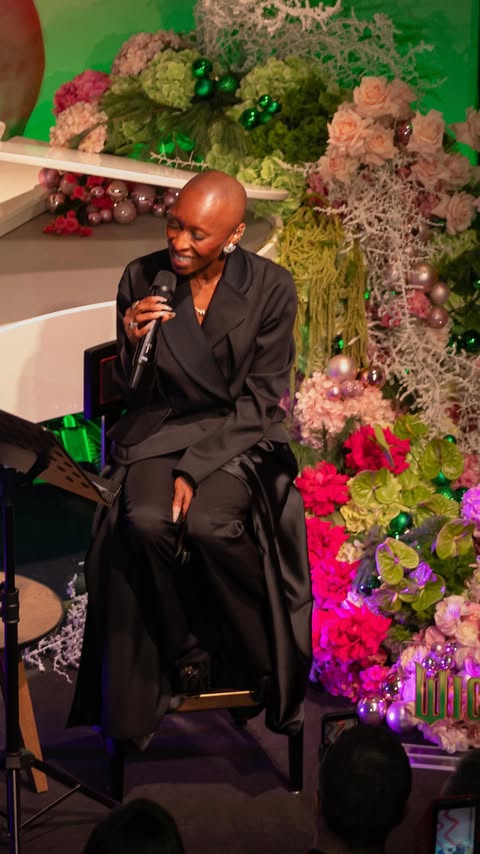 Instagram post by @cynthiaerivo for Universal Pictures. Caption reads: Cynthia Erivo spreads the Christmas spirit with a....