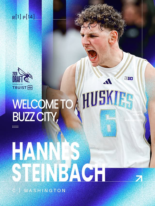 Instagram post by @hannes__6 for Truist. Caption reads: with the 14th pick, we’ve got hannes steinbach! 🤞.