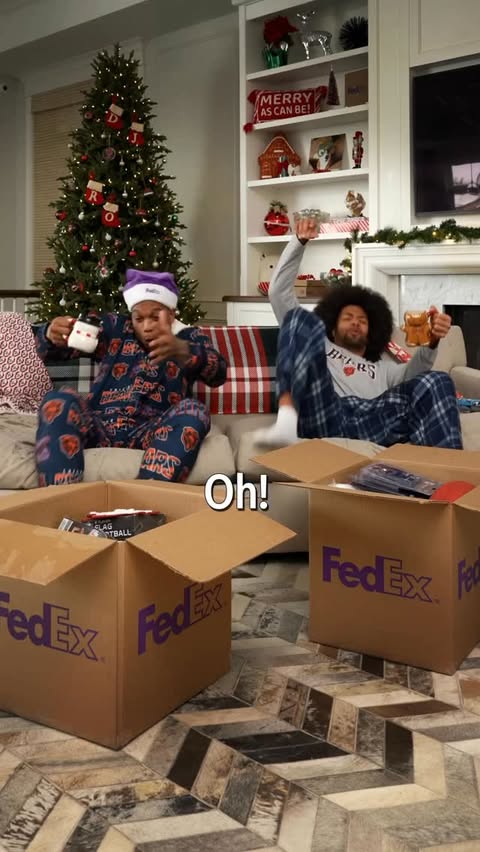 Instagram post by @romeodunze for FedEx. Caption reads: [...] have a special holiday delivery from FedEx....