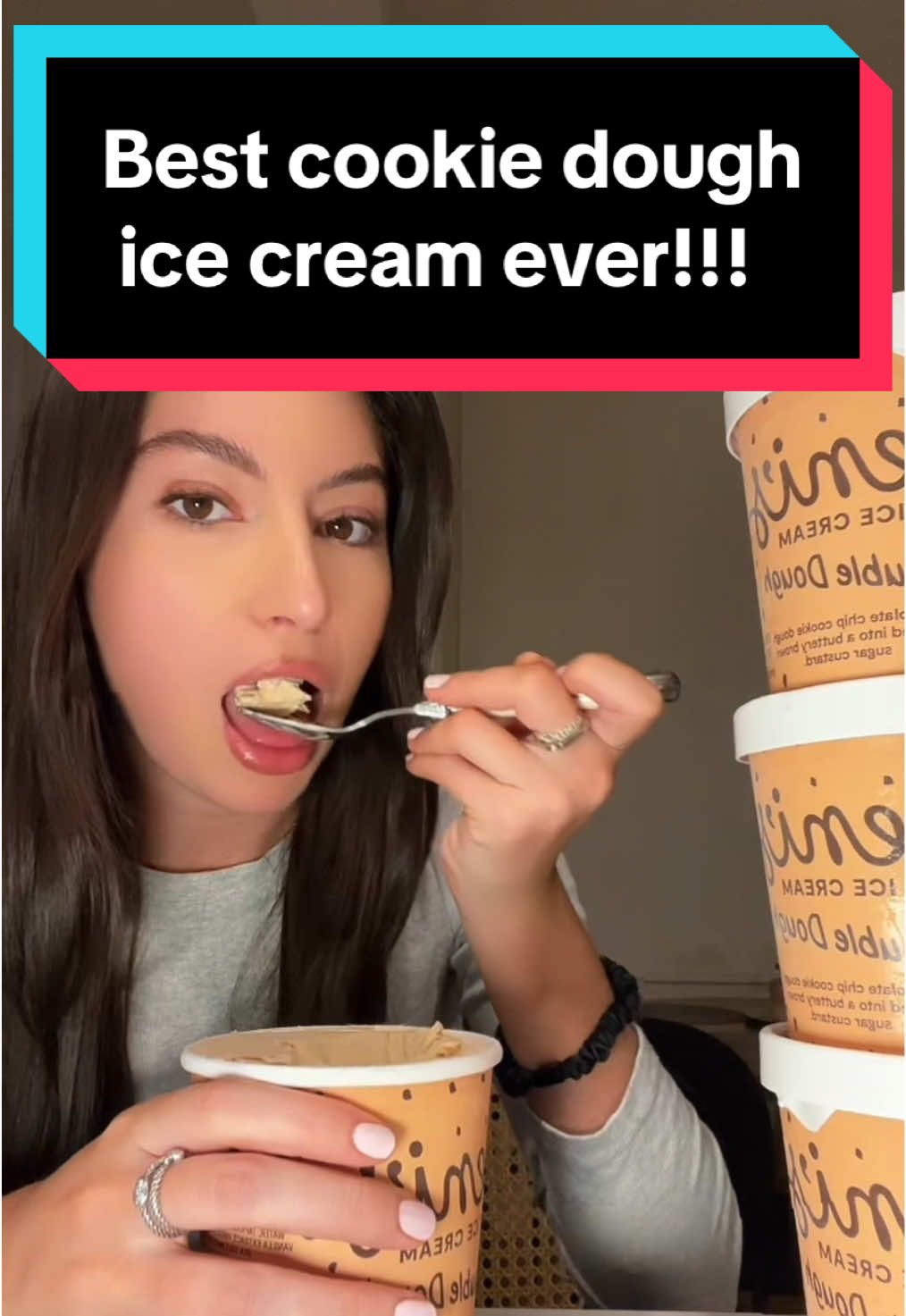 TikTok post by @thequeenfoodie for Jeni's Splendid Ice Creams. Caption reads: @Jeni’s Splendid Ice Creams highly anticipated....
