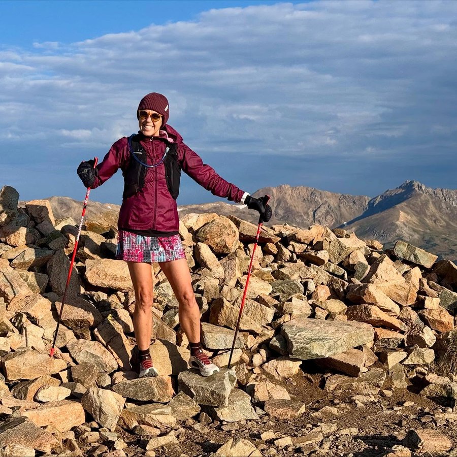 Instagram post by @running_skirt for GU Energy Labs. Caption reads: Super fun day tackling a couple of thirteeners....
