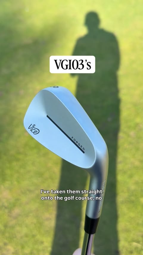 Instagram post by @carlociullogolf for VICE GOLF. Caption reads: First swings with the new @vicegolf VGI 03 irons…....