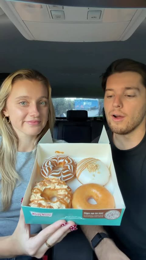 Instagram post by @rorsandell for Krispy Kreme Doughnuts. Caption reads: New fav doughnuts unlocked! 🔓 🍩 Trying theNEW....