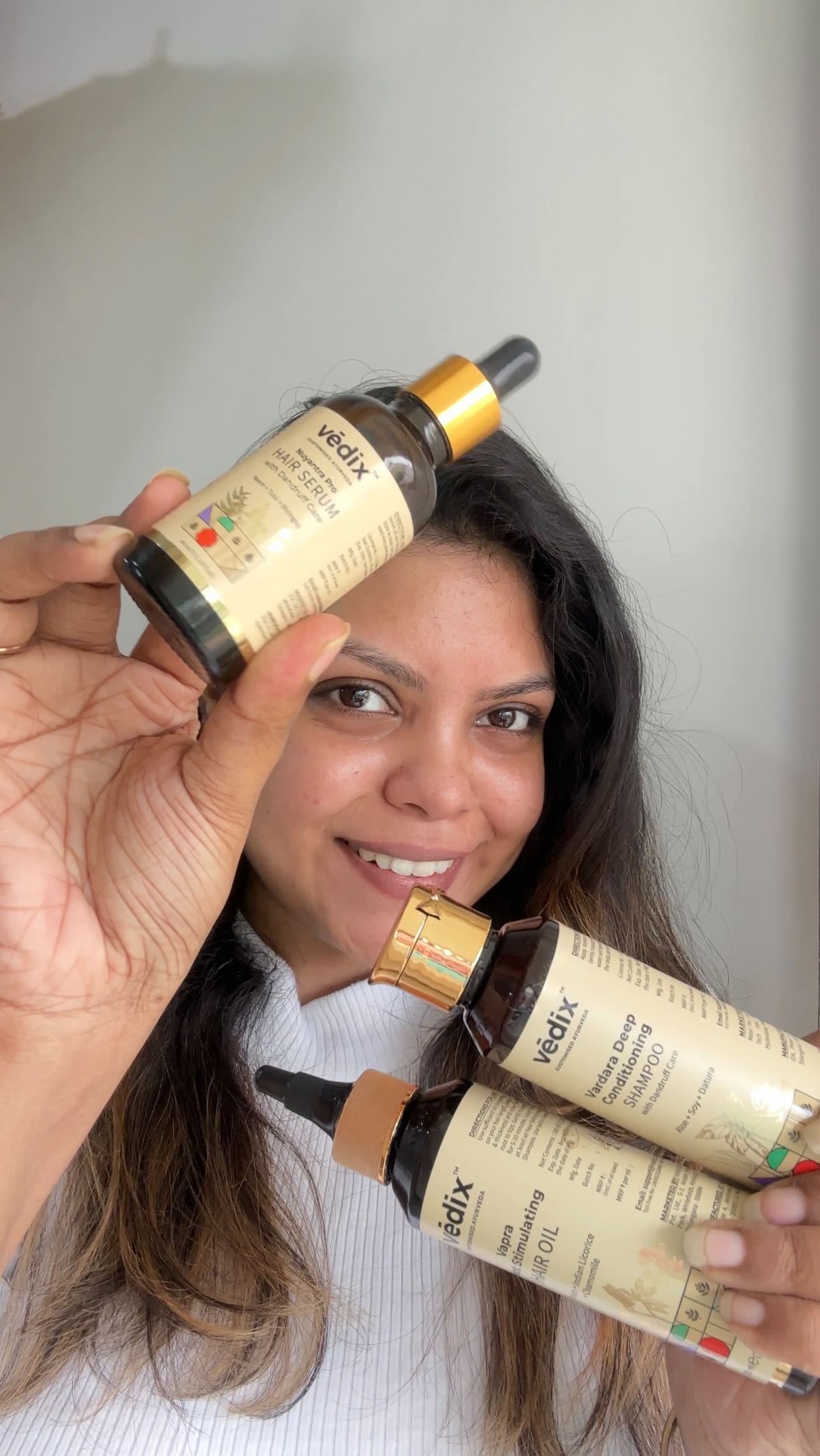 Instagram post by @sohinichanda_15 for Vedix. Caption reads: #Ad
My Secret to Naturally Fuller, Thicker Hair....