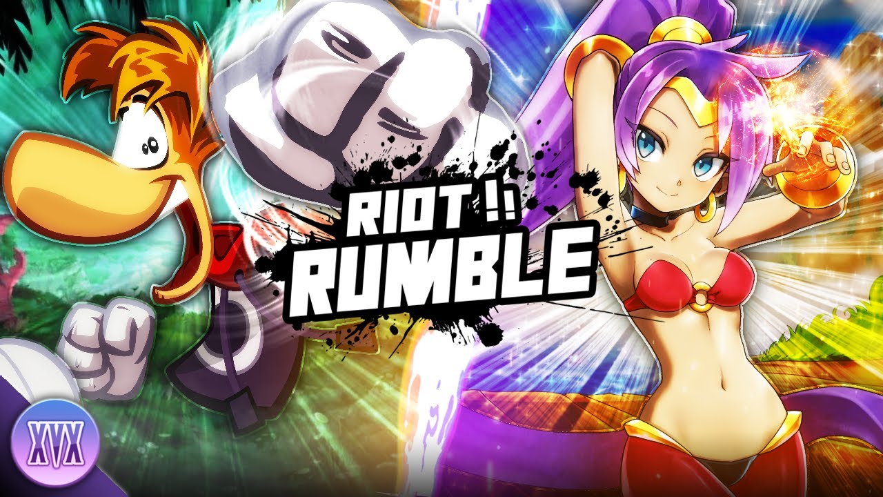 YouTube post by @hyunsdojo for Amino Apps. Caption reads: Rayman vs Shantae - Riot Rumble.