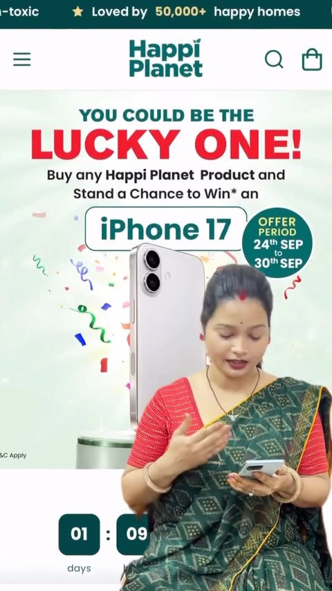 Instagram post by @bina_ki_rasoi for Happi Planet. Caption reads: [...] and you could be the lucky one! #HappiPlanet....