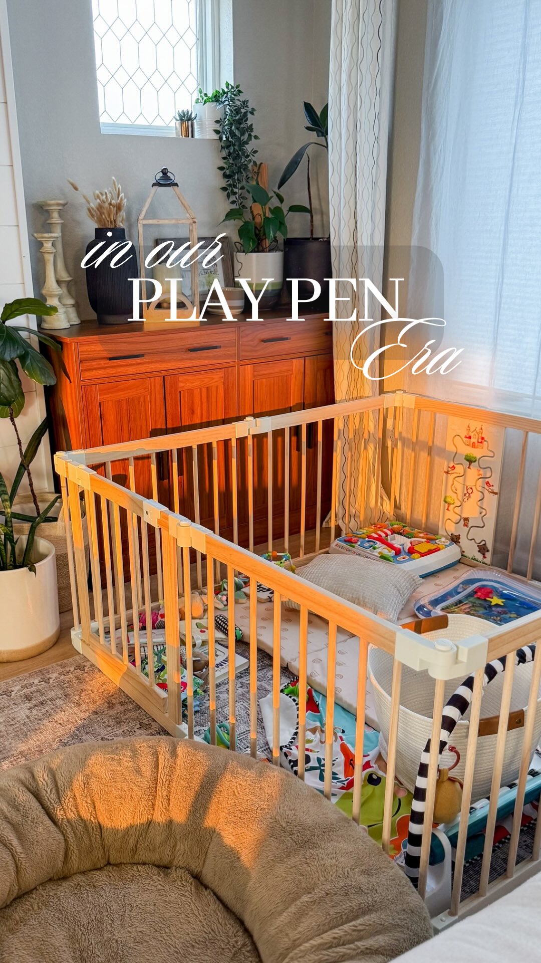 Instagram post by @kelsiekristine for Gathre. Caption reads: In our playpen era /// if we’re gonna have this in....