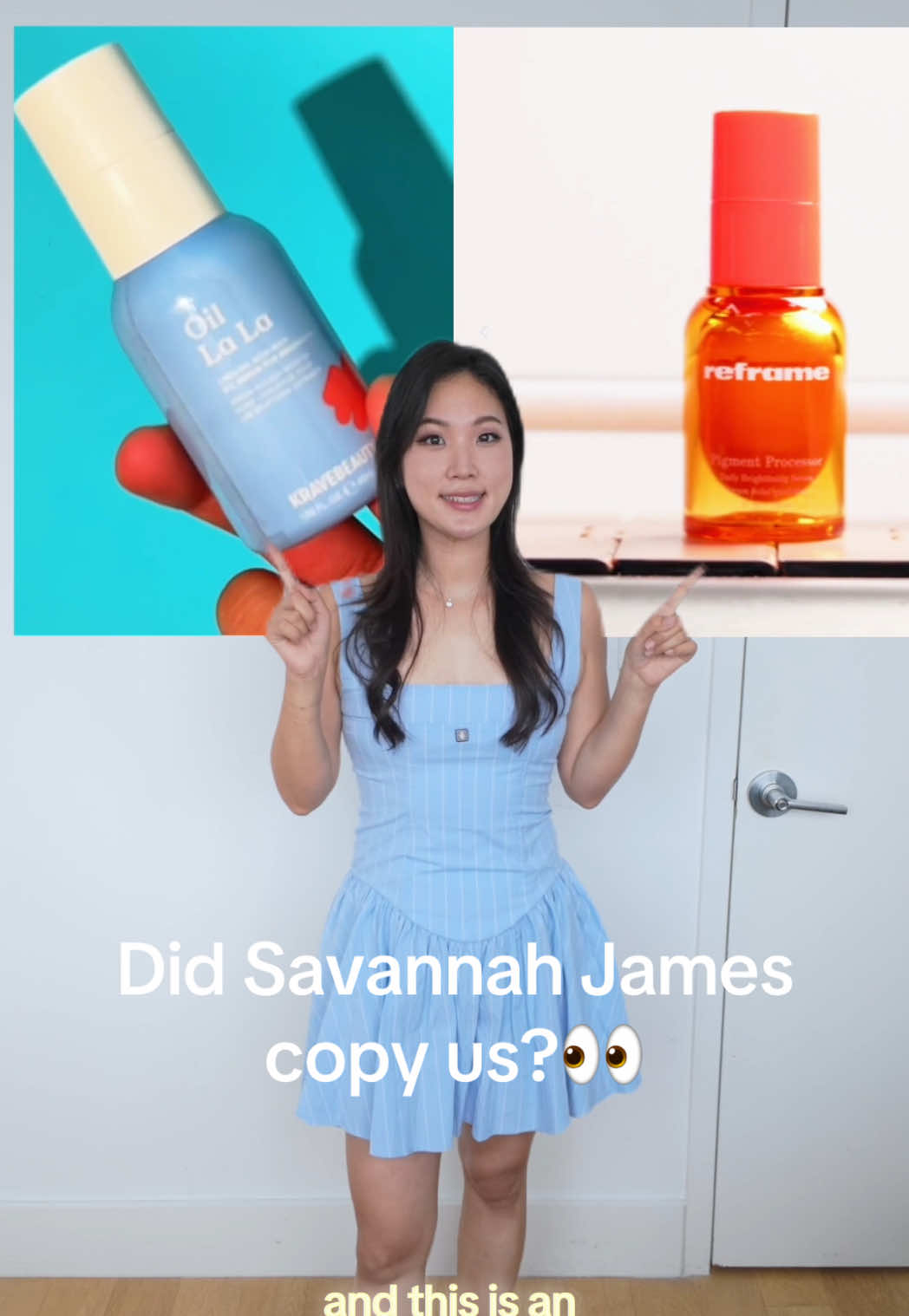 TikTok post by @liahyoo for KraveBeauty. Caption reads: Responding to Savannah James & Reframe beauty 👀....