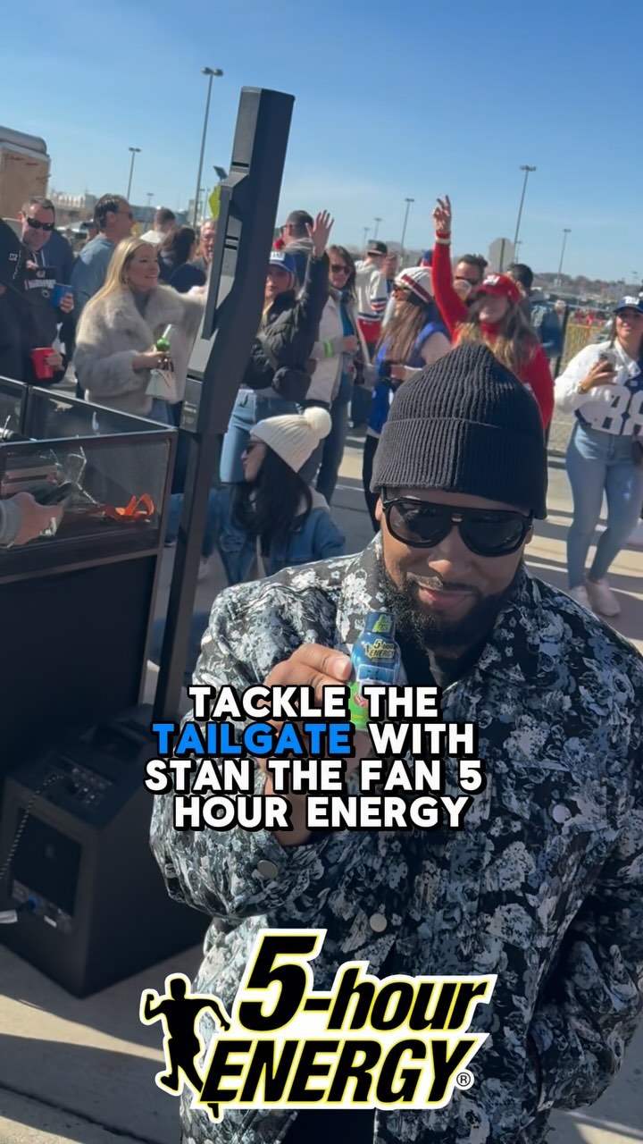 Instagram post by @youngdegree for 5-hour ENERGY. Caption reads: Tackle the Tailgate with “Stan the Fan”....