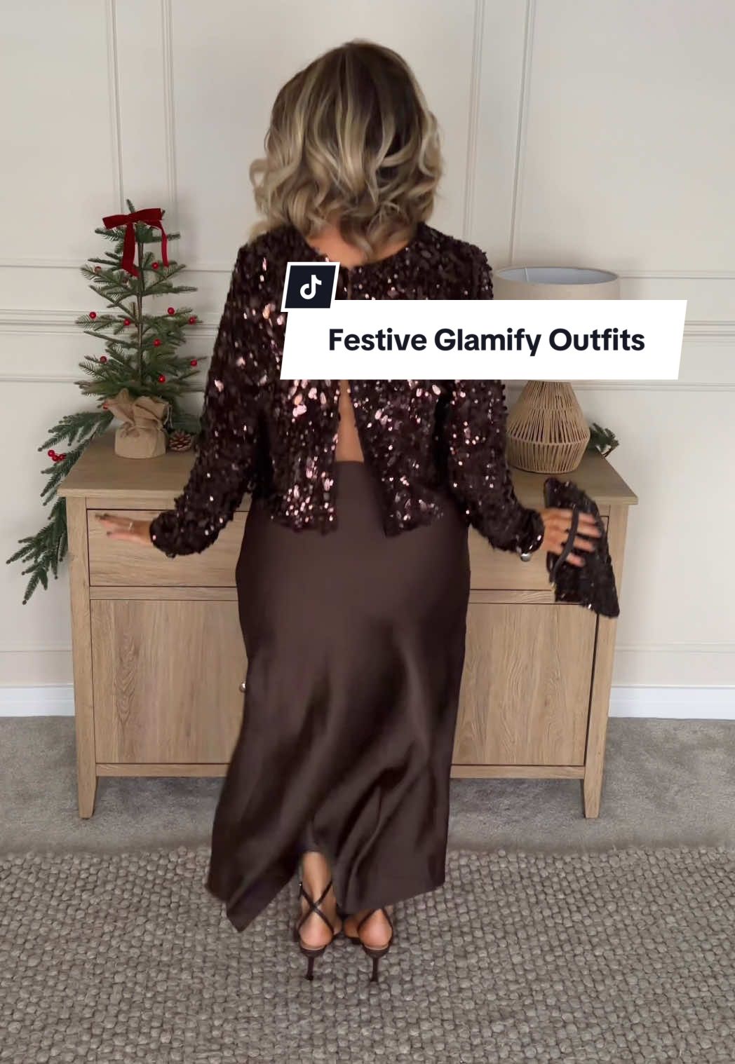 TikTok post by @kirstyannemarr for GLAMIFYFASHION. Caption reads: [...] 🤎 Gifted #partycollection #sequins....