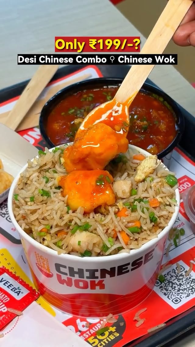 Instagram post by @bhojobhraman for Chinese Wok. Caption reads: [...] just got better! 🥢🔥 Your favourite Chinese....