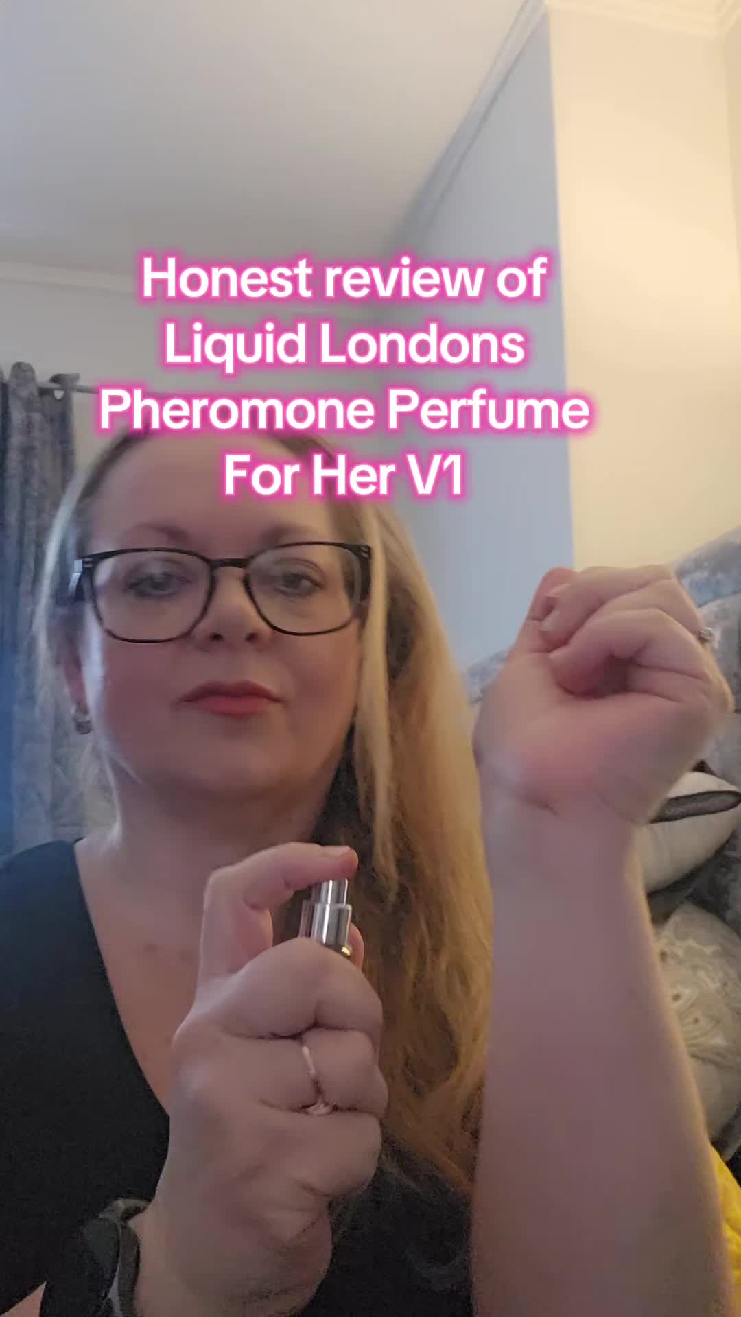 TikTok post by @mj.life.change for Liquid London. Caption reads: @liquid.london #pheromoneperfume #wellnessjourney....