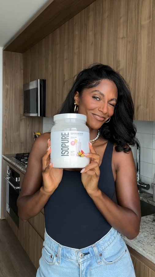 Instagram post by @alwaysasiamarie for The Isopure Company. Caption reads: #isopurepartner Protein doesn’t have to be boring!....