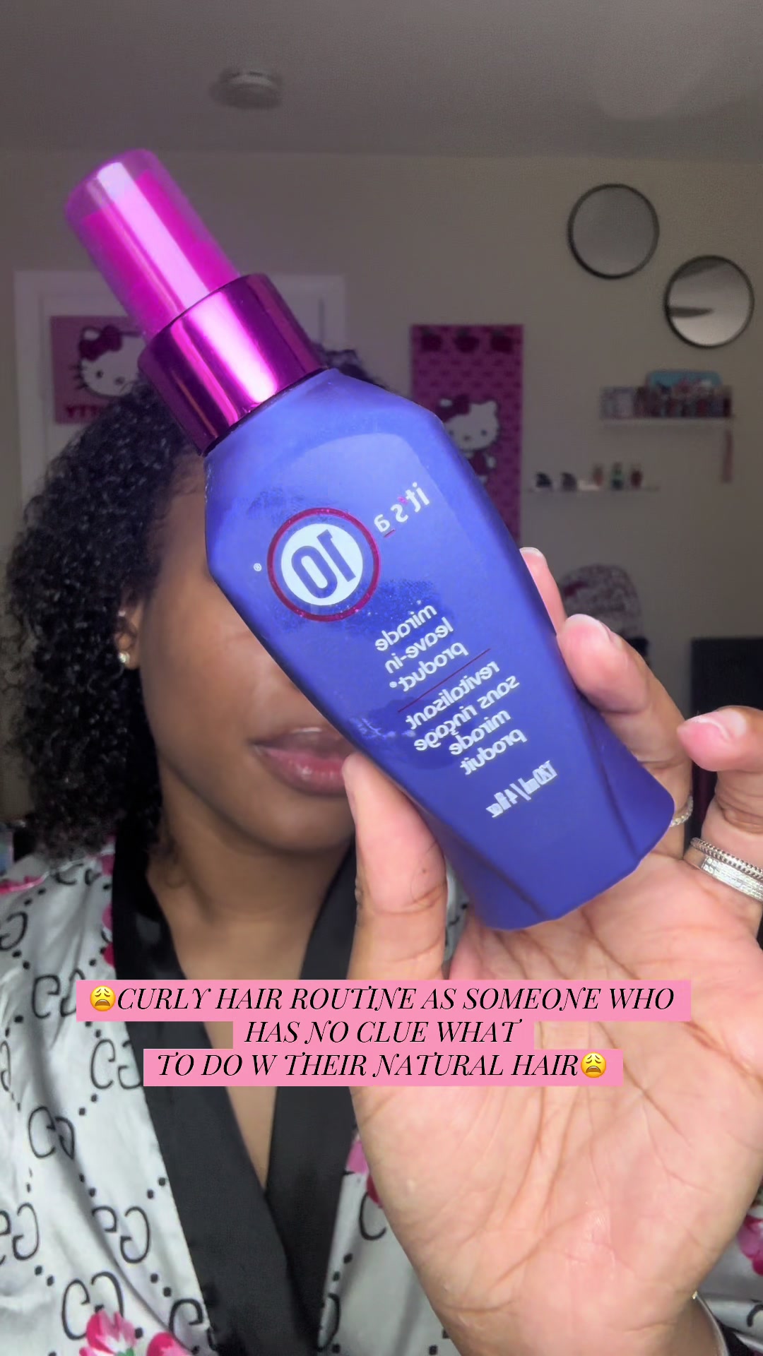TikTok post by @thedestinynoel for It's A 10 Haircare. Caption reads: Will quite literally be in a bun tomorrow after....
