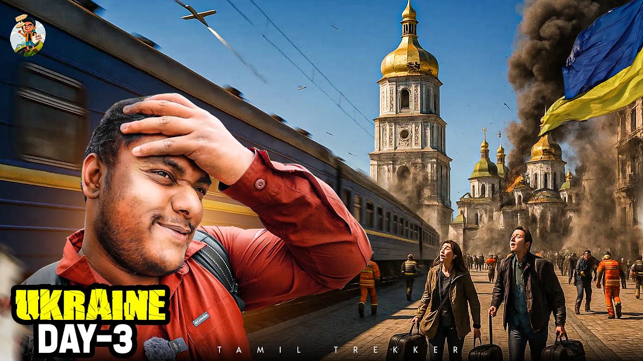 YouTube post by @TamilTrekkerOfficial for GT Holidays. Caption reads: சாவு பயத்தை காட்டிட்டாங்க Ukraine Live | Tamil....