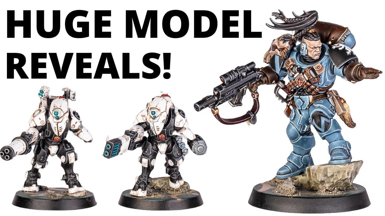 YouTube post by @auspextactics for MyMiniFactory. Caption reads: BIG 40K Model Reveals - Wolf Scouts and Stealth....