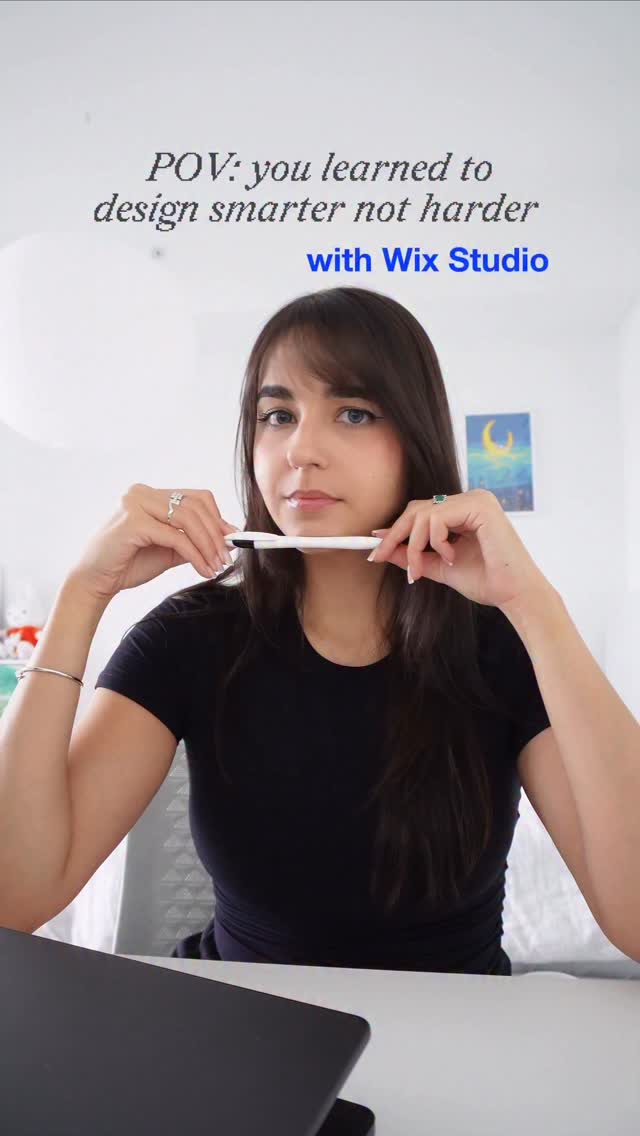 Instagram post by @kellybadakdesign for Wix Studio. Caption reads: designing smarter not harder 🌟🌱💻 with....