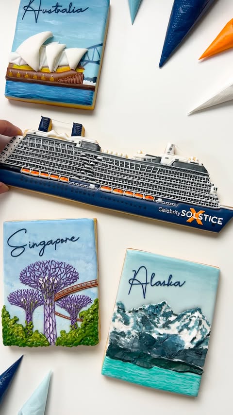 Instagram post by @karenthibakes for Celebrity Cruises. Caption reads: [...] find me onboard, drink in hand ✌️....