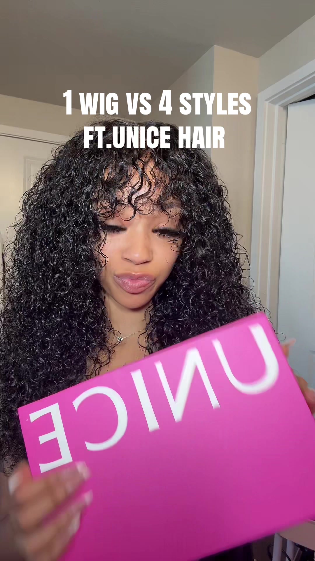 TikTok post by an influencer for UNice Hair. Caption reads: @UNice Hair @UNICE @UniceHairCo [...].