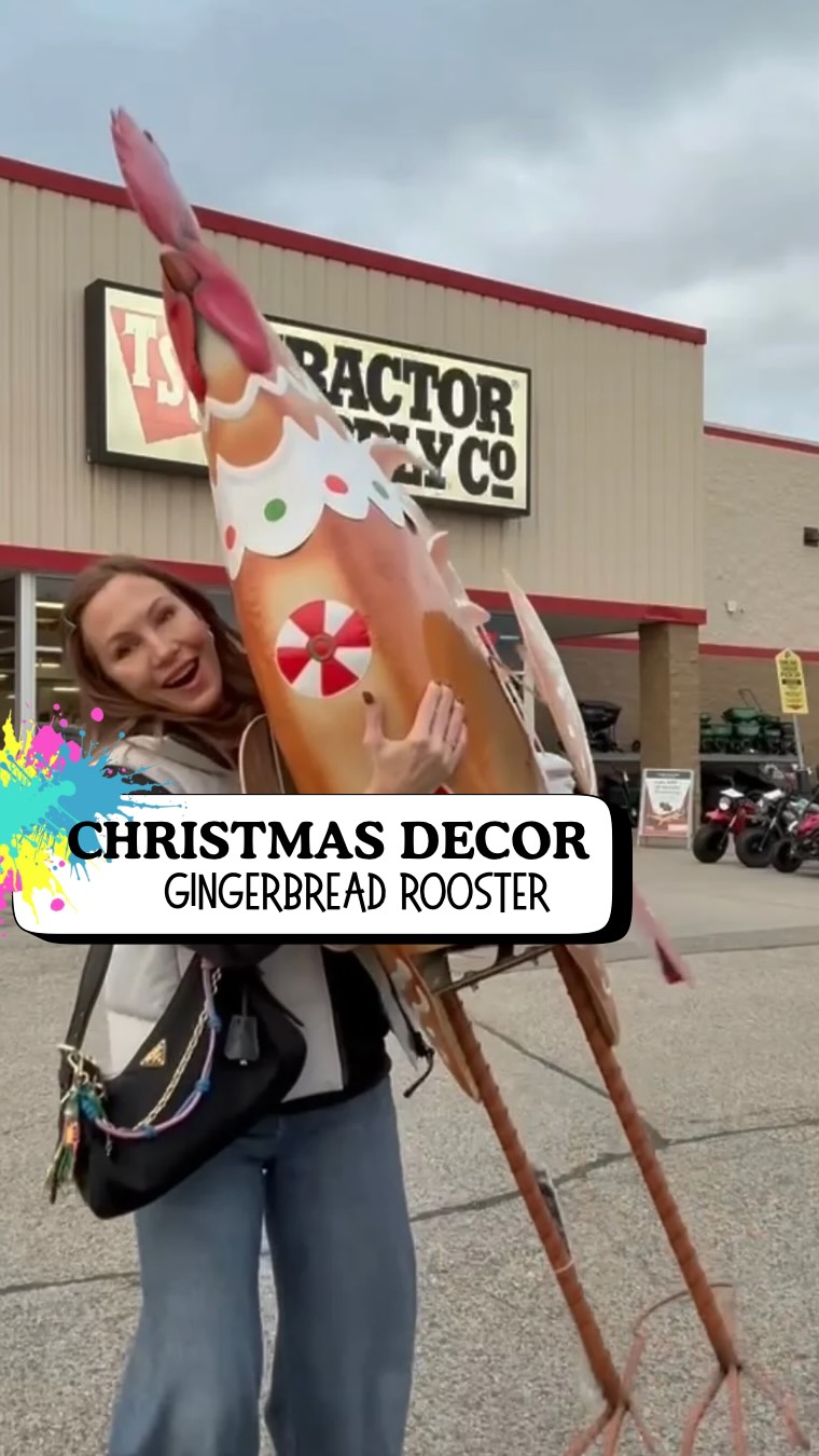 Instagram post by @smalltownme for Tractor Supply. Caption reads: @tractorsupply Christmas decor for the win 🐔🎄❄️....