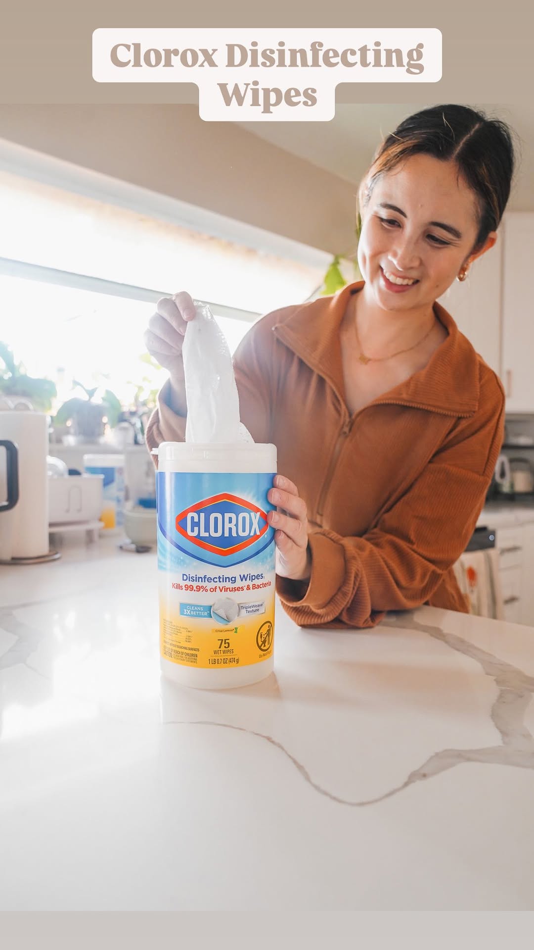 Instagram post by @chesleycarele for Clorox. Caption reads: #ad The BEST mom hack for keeping my home clean....