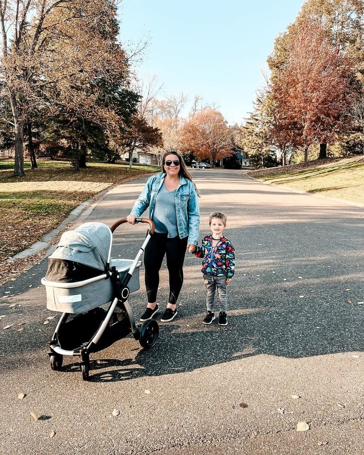 Instagram post by @mindovermidwest for Mompush. Caption reads: [...] baby arrives he can help on walks! Our....