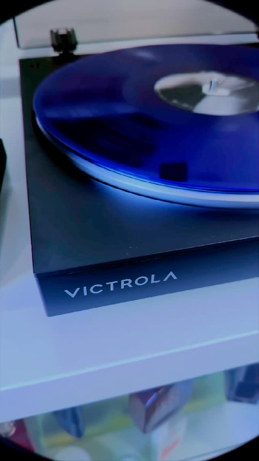Instagram post by @niahselway for Victrola. Caption reads: #gifted First spin on my @victrolaplayers....