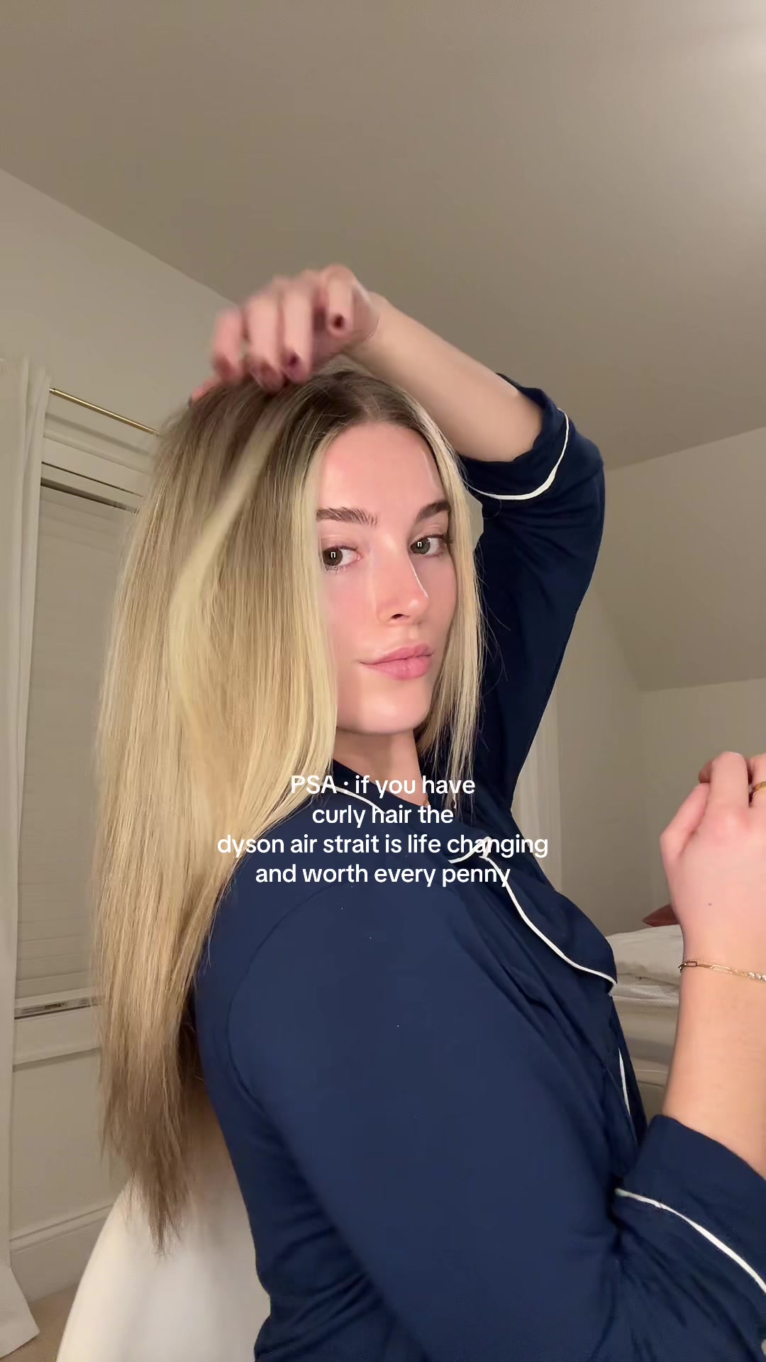 TikTok post by @brookegreeleyy for Dyson. Caption reads: its magic. @Dyson USA #dysonairstraittutorial....