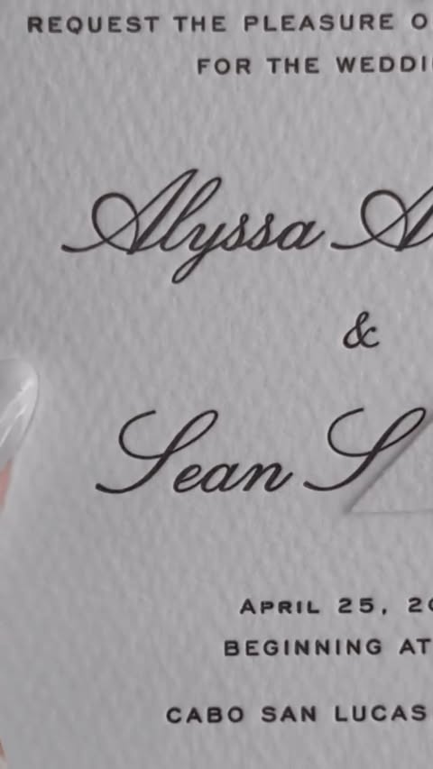 Instagram post by @alyssaamoroso for Minted. Caption reads: [...] my wedding invites that I designed with....