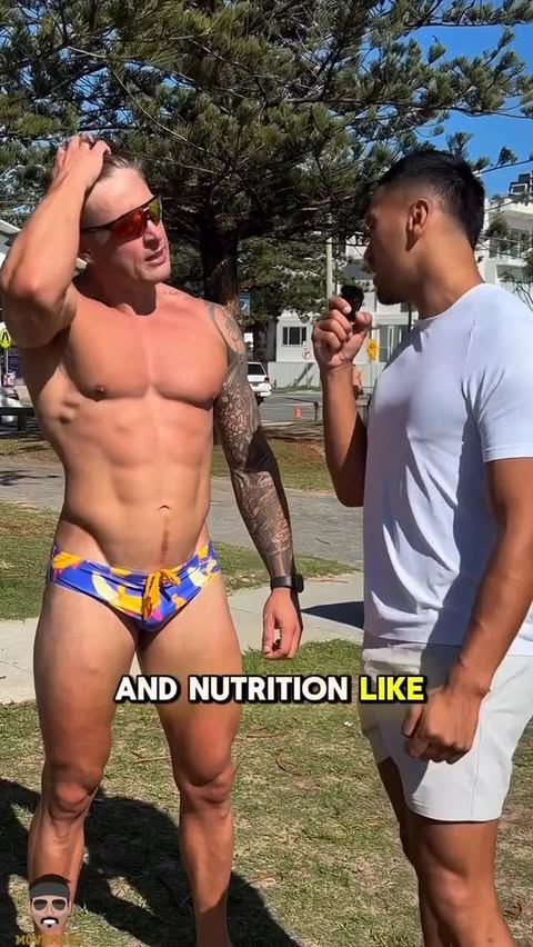 Instagram post by @brockyanderson for Movember. Caption reads: [...] @mr.livnfit after our @budgysmuggler run for....