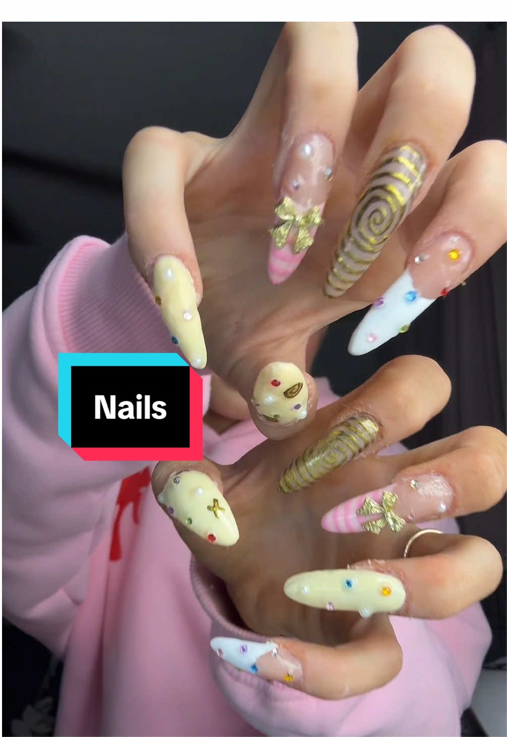 TikTok post by @kenna123456789 for PINK PALM PUFF. Caption reads: [...] #nail #nailart #nailinspo #fyp ft. Pink palm....