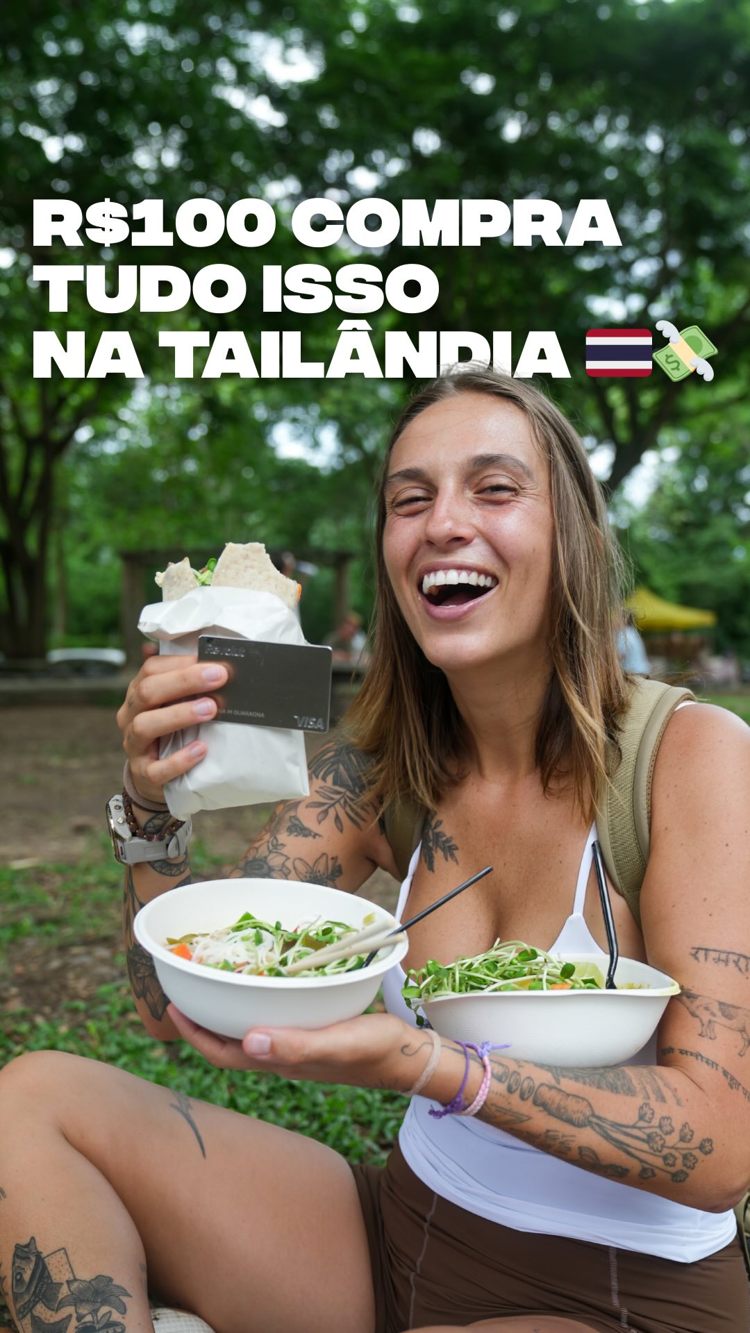 Instagram post by @marinaguaragna for Revolut. Caption reads: com 100 reais você compra muita coisa na Tailândia....