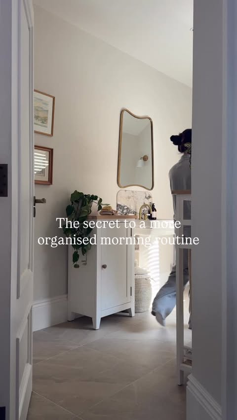 Instagram post by @reviving_no37 for The Cotswold Company. Caption reads: adI Why does a tidy bathroom make mornings feel so....