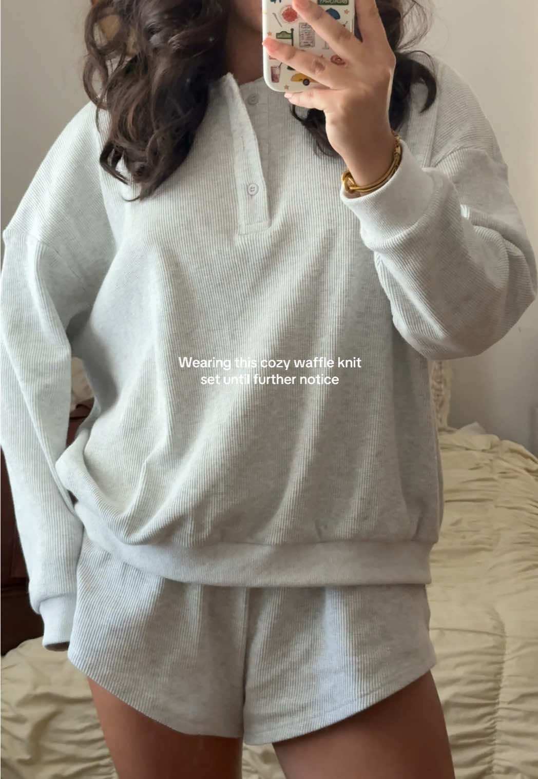TikTok post by @bianca.carolina for AnotherChill. Caption reads: [...] knit set🩶☁️ Wearing a size small!!....
