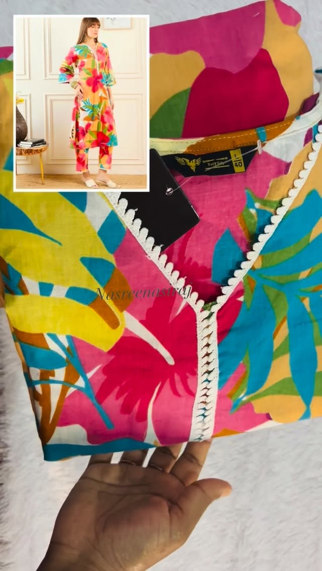 Instagram post by @nasreenasiraj_ for Flipkart. Caption reads: Beautiful cotton set 💯 do follow and comment for....