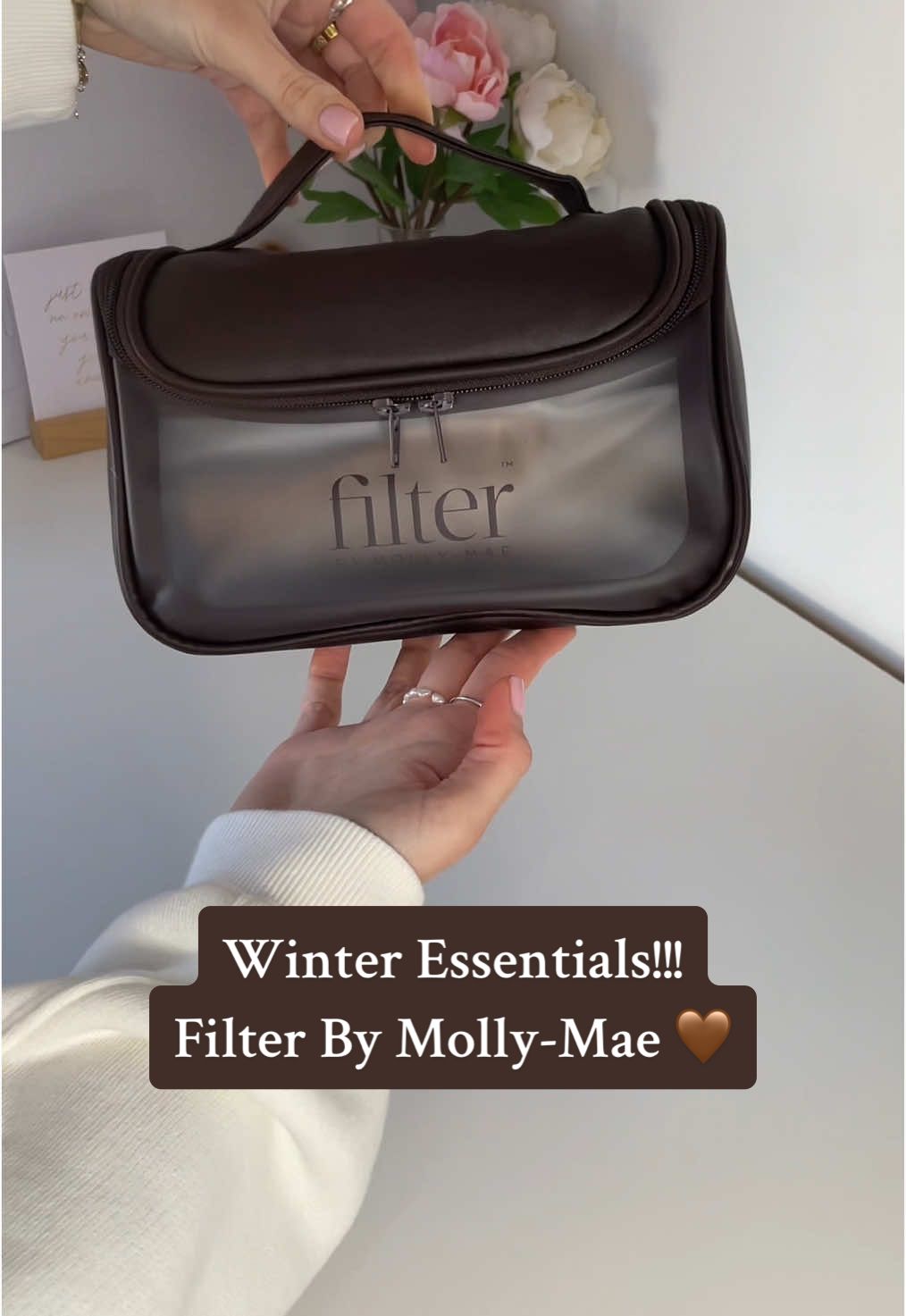 TikTok post by @anna.stockwell for FILTER BY MOLLY-MAE. Caption reads: [...] stunning is that makeup bag?! 😍....