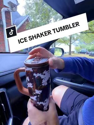 TikTok post by @tammycroft1 for Ice Shaker. Caption reads: [...] #tumbler #besttumbler #cow #cowprint @Ice....