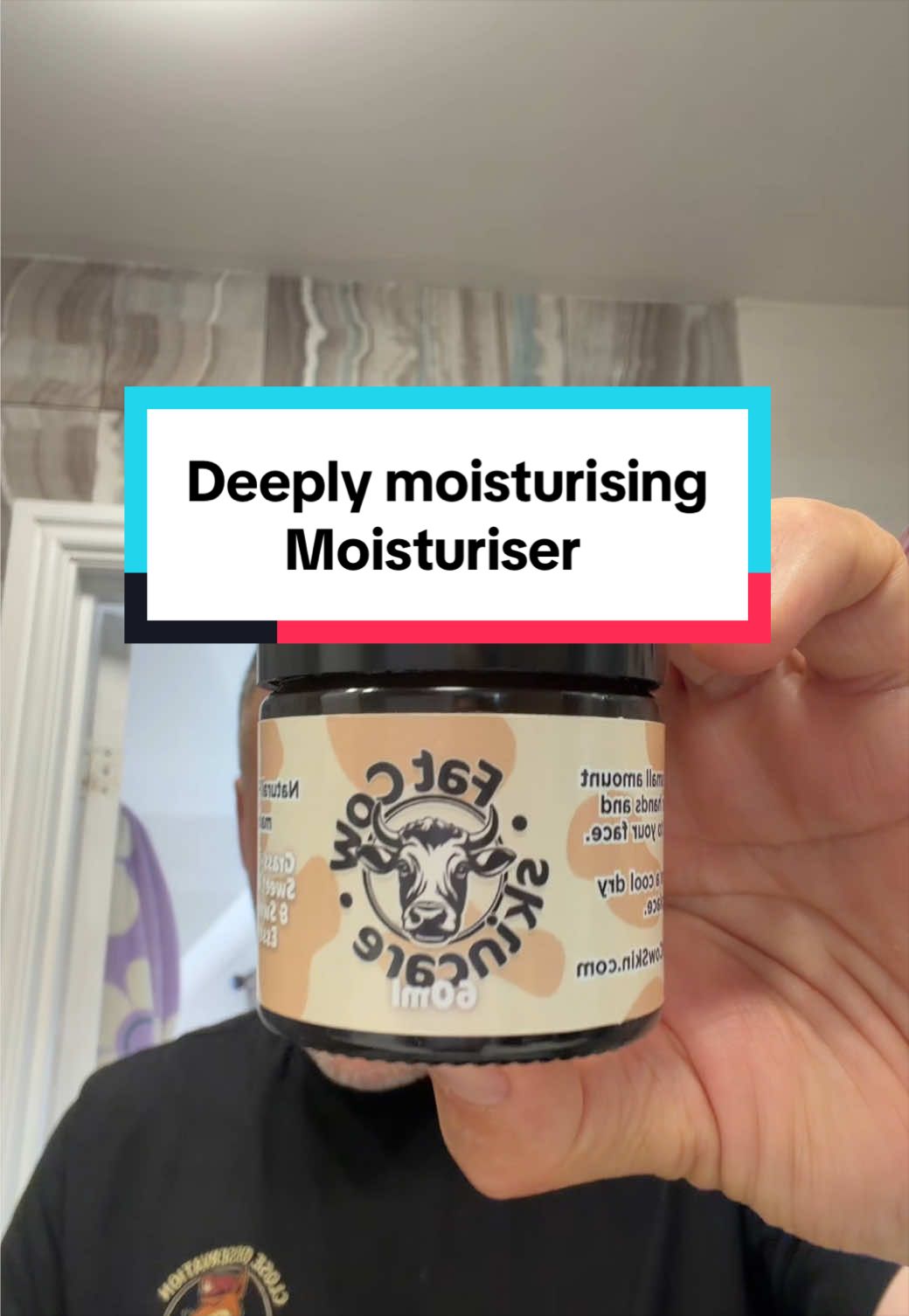 TikTok post by @kevreviews4u for Fat Cow Skincare. Caption reads: #tiktokmadenebuyit @Fat Cow Skincare #mousturiser....